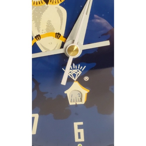 Diamond Owl Animated Wind-Up Alarm Clock Vintage UV Reactive - Picture 5 of 12